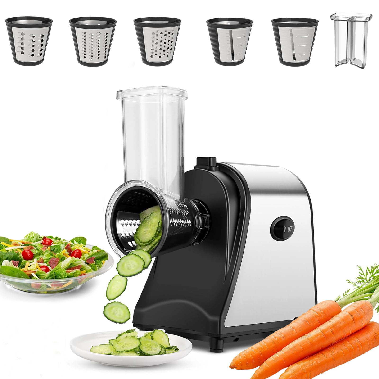 

Savorix Электрическая Овощерезка 5 Сменных Нержавеющих для Дома Грубая Тонкая Толстая Тонкая и Быстрая Идеально подходит для Японской Инструкции Слайсер, Лезвия,