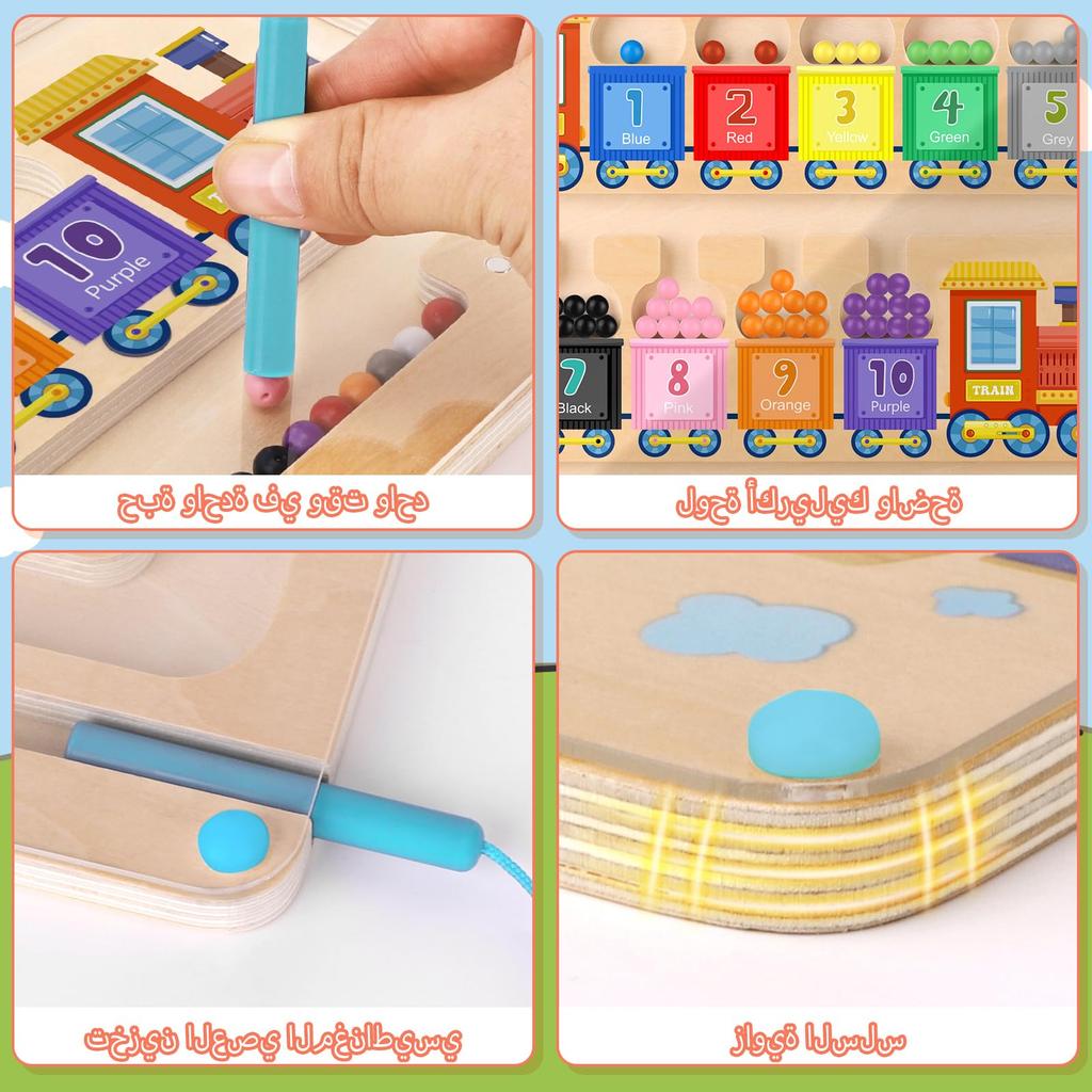 Montessori Magnetic Wooden Magnetic Sphere Educational Toy for Developing Fine Motor Ideal Sensory Toy for Boys and Girls Ages 3 to 6 Toy, Maze,