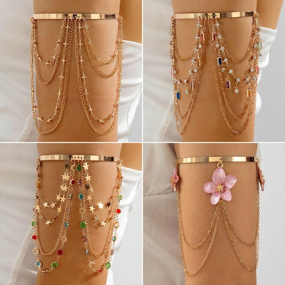 Alloy Material Fringed Arm Ring Punk Style Tassel Arm Ring Stylish Alloy Arm Ring Women