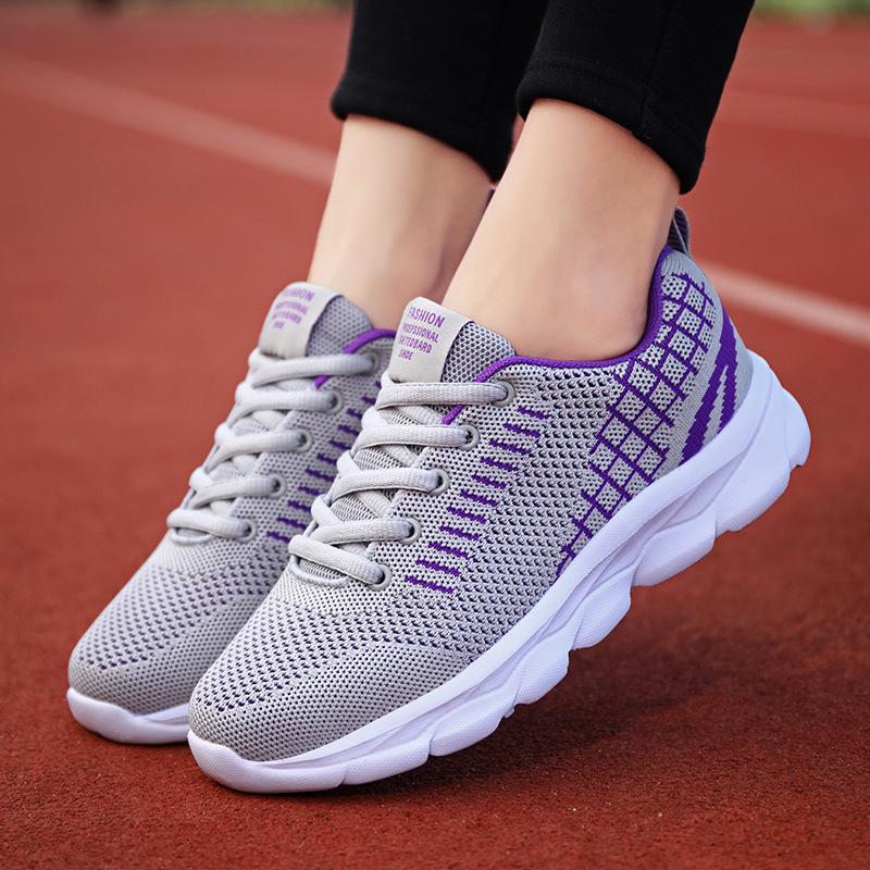 Damskie lekkie sneakersy z siateczki: Wiosenne Casualowe Antypoślizgowe Miękka Podeszwa Płaski Obcas Buty do Biegania