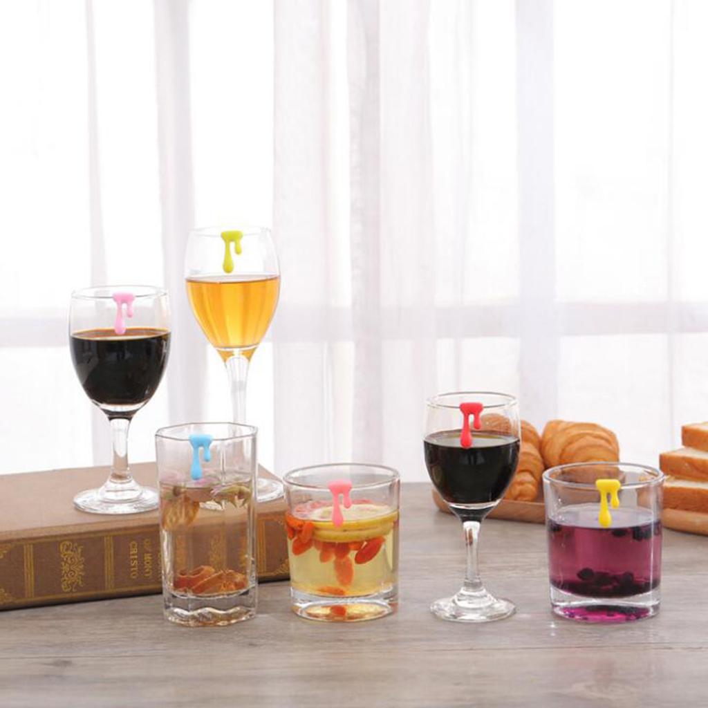 Glass Recognizer Creative Silica Gel Label Red Wine Cup And Rea Cup Pendant 6PC