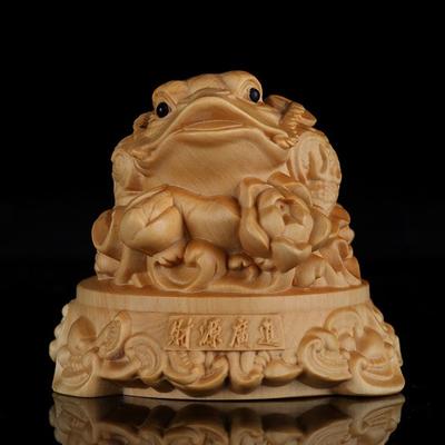 Fortune Mythical Beast Golden Toad Boxwood Carving Help Gather Money and Seek Wealth Business Gifts Animal Carving Office Ornaments Ornaments
