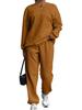 2025 Women's Cable Knit Patchwork Crew Neck Top & Jogger Set - Spring/Autumn