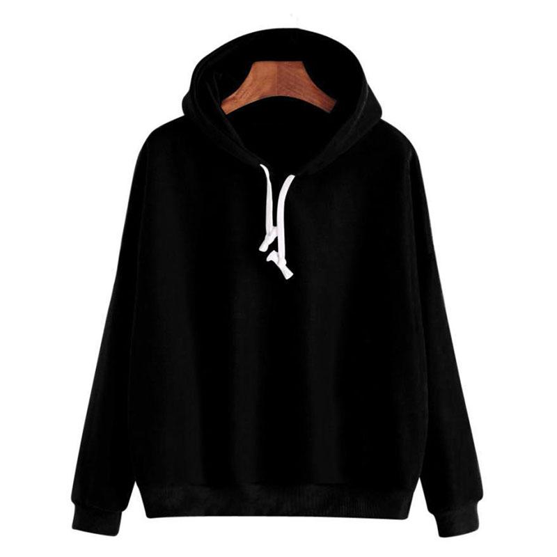 

Pullover Women Men Hoodie Unisex Hiphop Solid Color Plain Teenager Sweatshirt Tag XL=US M чорний