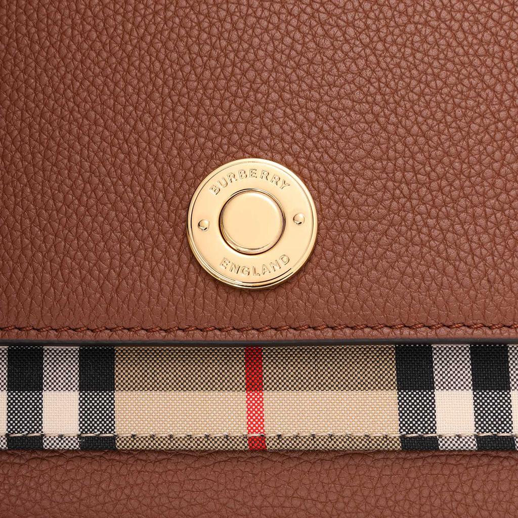Burberry Note Vintage Fashion Letter Logo Adjustable Wide Shoulder Strap Plaid Leather Messenger Bag Women Bags Brown 80211111