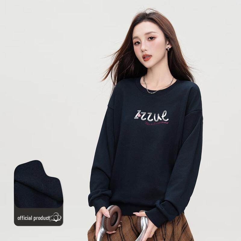 Izzue Women's Letter Print Crew Neck Sweatshirt