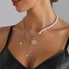 Retro Star Charm Adjustable Chain Necklace Featuring Mixed Materials Pearls Accents Trendy Layering Statement Pieces