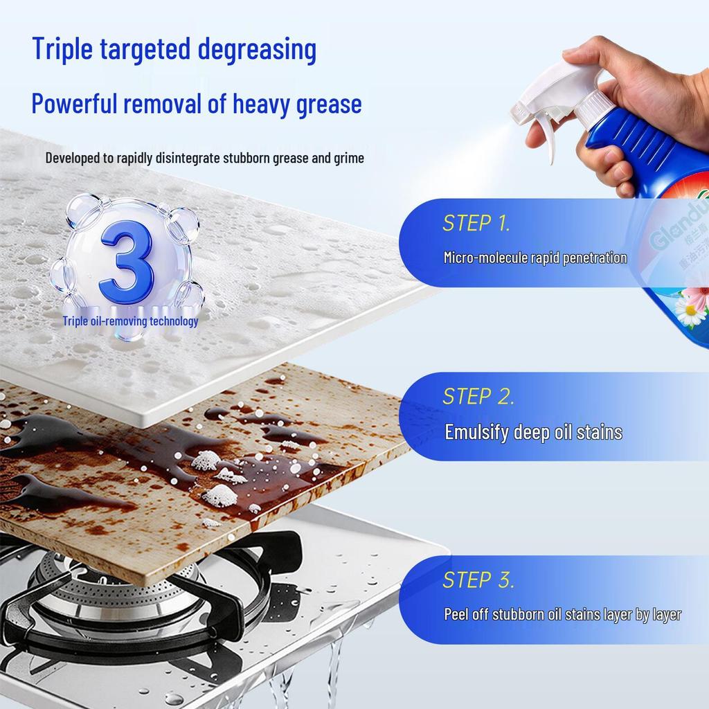 Grand Shield Heavy-Duty Kitchen Oil Stain Remover & Degreaser for Range Hoods