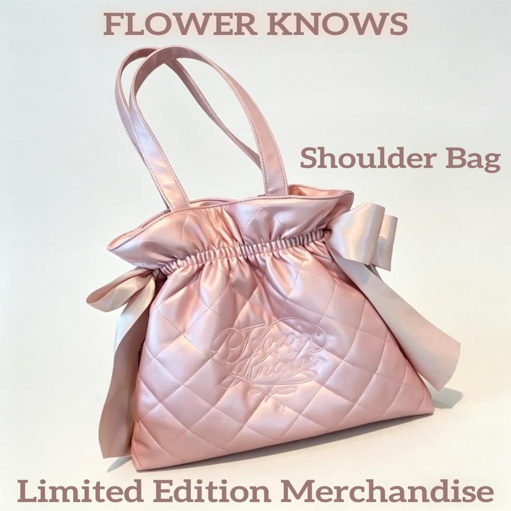 Flower Knows Bonnie Garden Limited Pink Satin Quilted Shoulder Bag