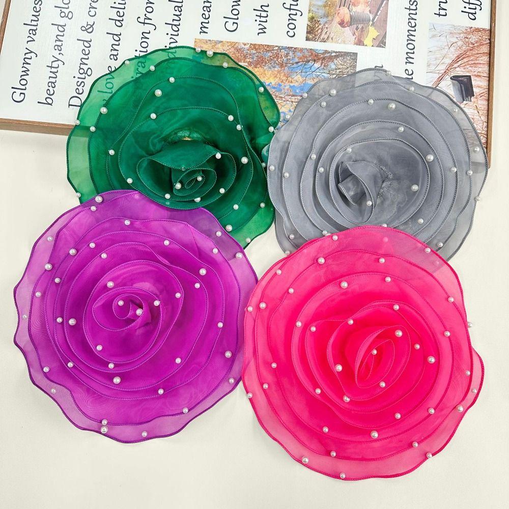 Artificial Chest Flower 3D Organza Fabric 3D Flower Head  Brooch Accessories