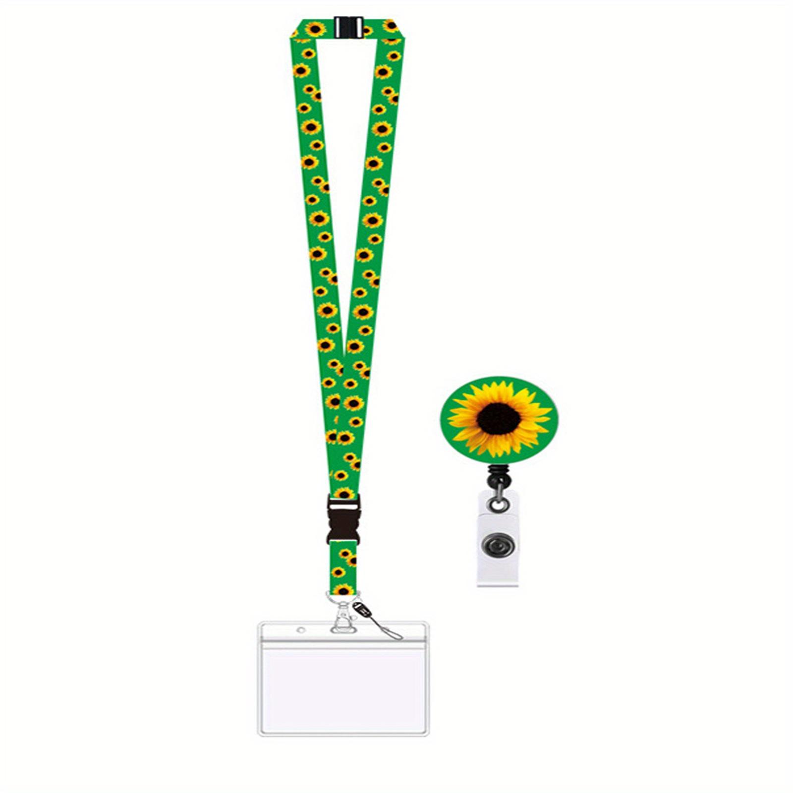 

ПВХ ланьярд с дизайном подсолнуха, с потайным карманом, регулируемый шейный ремешок для бейджа, мобильного телефона, сумки и держатель для предотвращения потери зелёный
