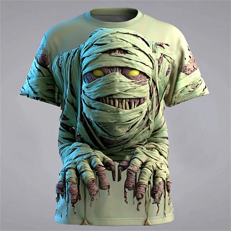 Zombie-Mumie Print Kinder T-Shirt Rundhals Locker Kurzarm T-Shirt Horror Party Street Boy T-Shirts Oberteil Mädchen Kleidung