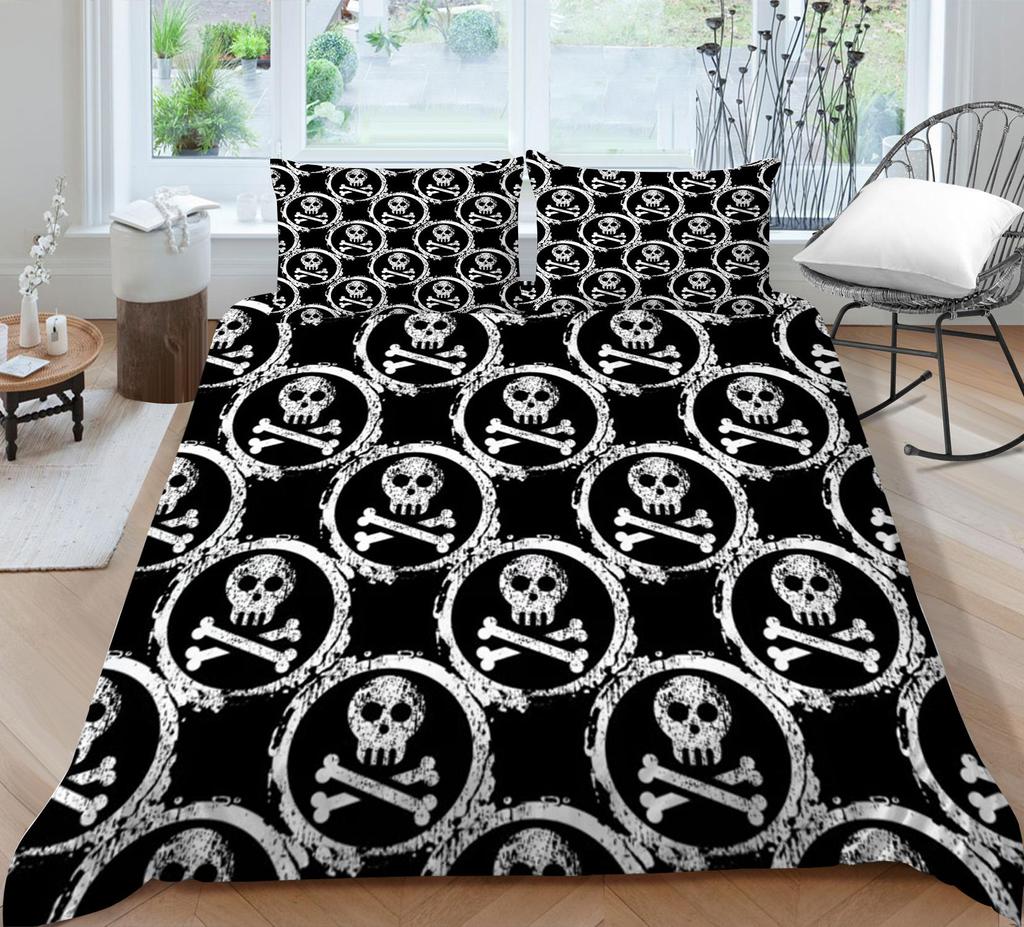 3D Duvet Cover Skeleton Home Bedding Set Microfiber Polyester Children Teen King Double Size Cool Quilt Cover