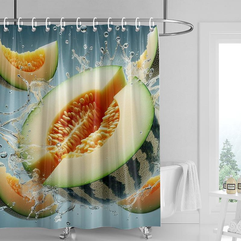 Frucht-Duschvorhang Waschbar Schmutzabweisend Duschkopf-kompatibel Wasserdicht Polyester-Badevorhang Für Heimdekoration