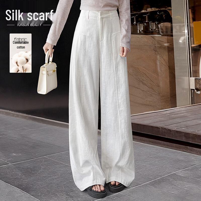 

Women s High-Waisted Wide-Leg Casual Pants L