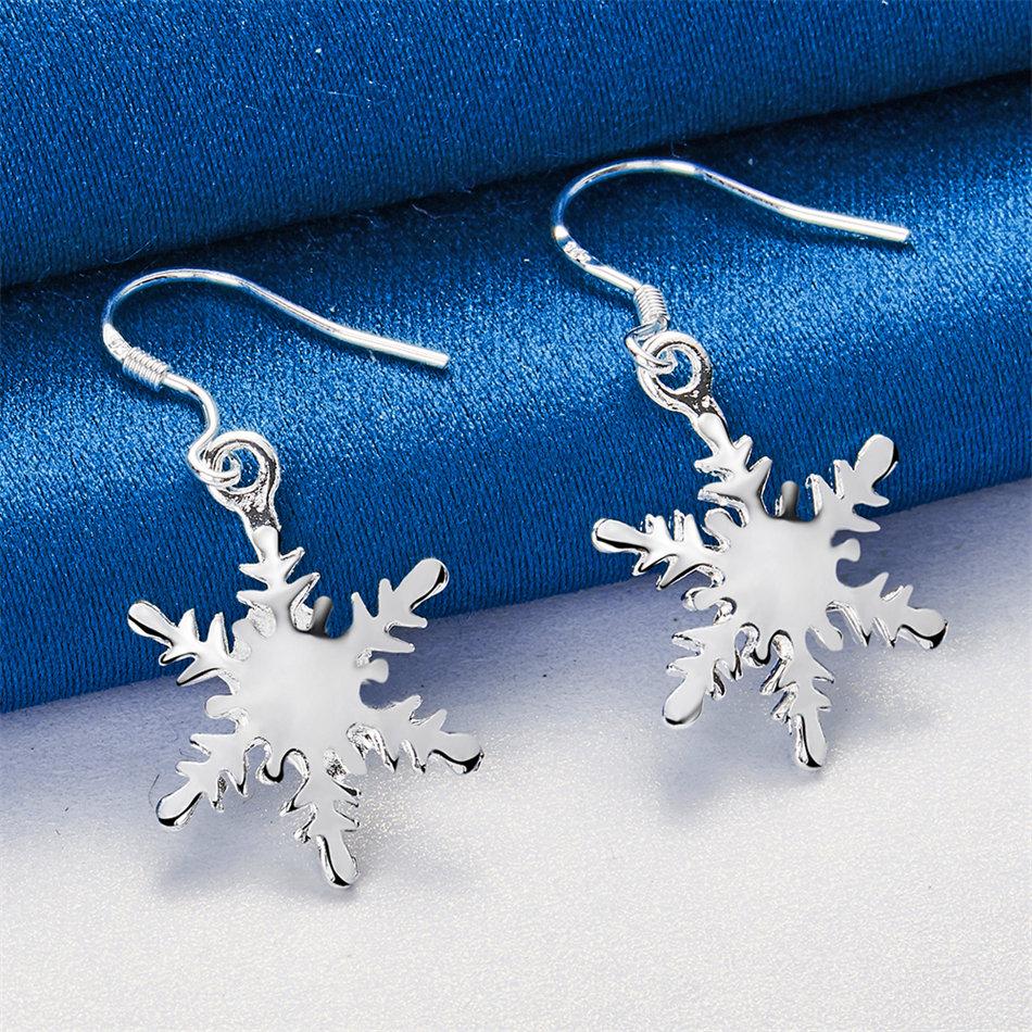 Charming 925 Sterling Silver Exquisite Snowflake Earrings for Women Fashion Wedding Jewelry Party Gifts