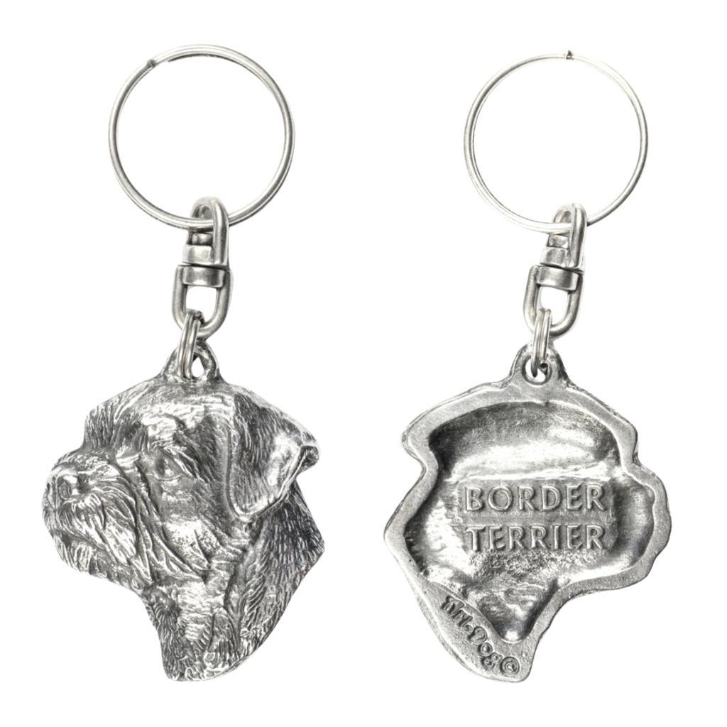 Border Terrier - Silver-plated pendant with a dog in a decorative box, handbag decoration, backpack pendant by Art-Dog brand
