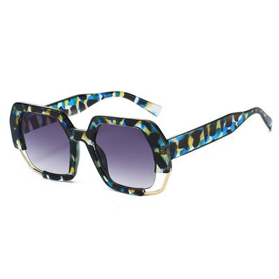Retro Leopard Print Gradient Oval Sunglasses for Men Women Hollow Frame UV400 Protection Anti UV Design
