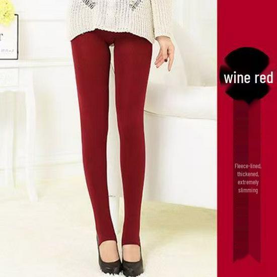 Women's Brushed Fleece Velvet Pantyhose: Autumn/Winter, Foot-Covering, 100g Thin Velvet Cropped Pants