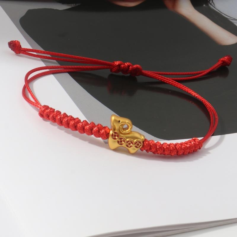 Handmade Red Braided Rope Bracelet With Gold Goat Charm Adjustable Size Perfect For Zodiac Year Gift Daily Wear Lucky Accessory