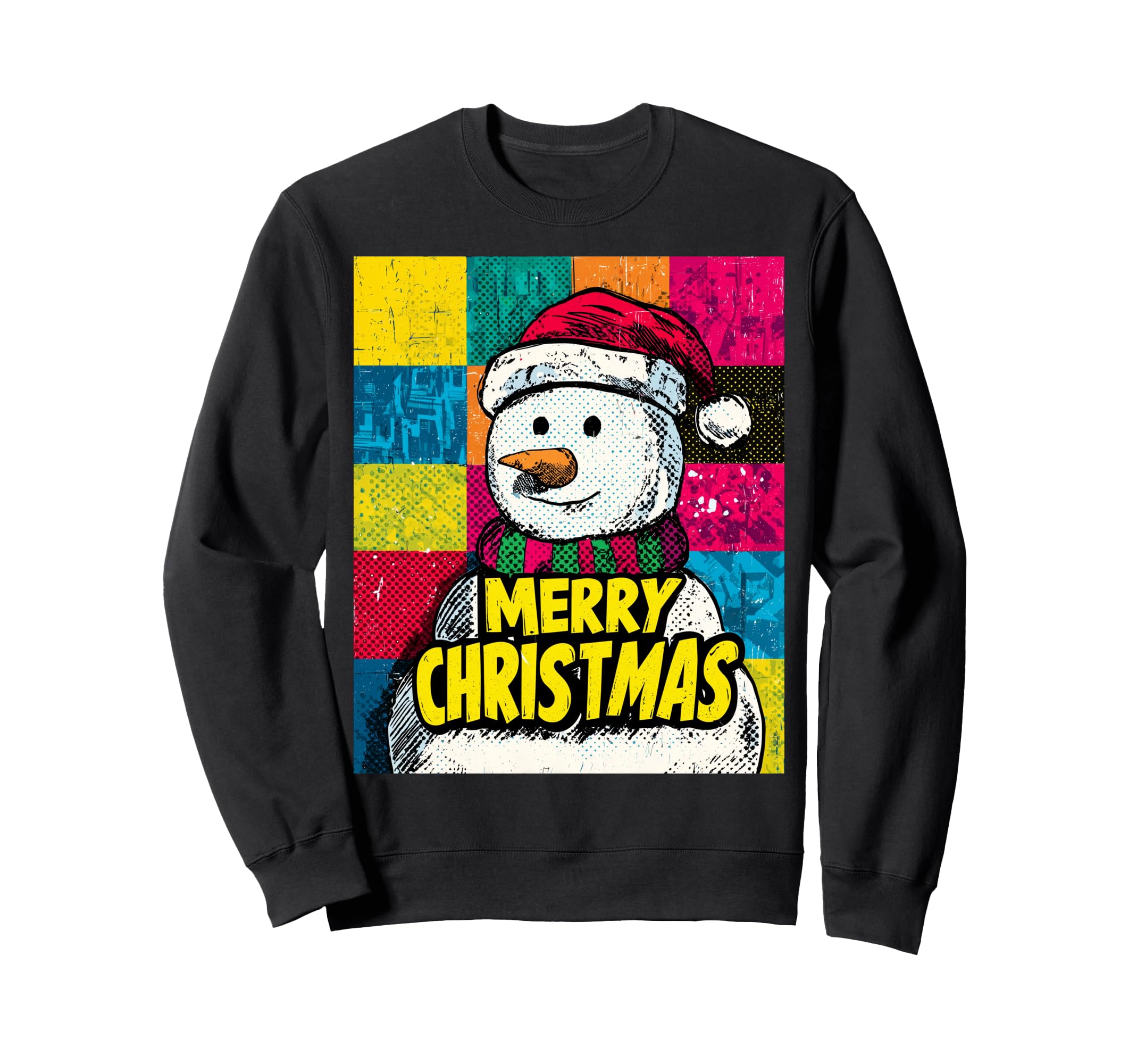 

Snowman Pop Art Merry Christmas Christmas Motif Sweatshirt чёрный