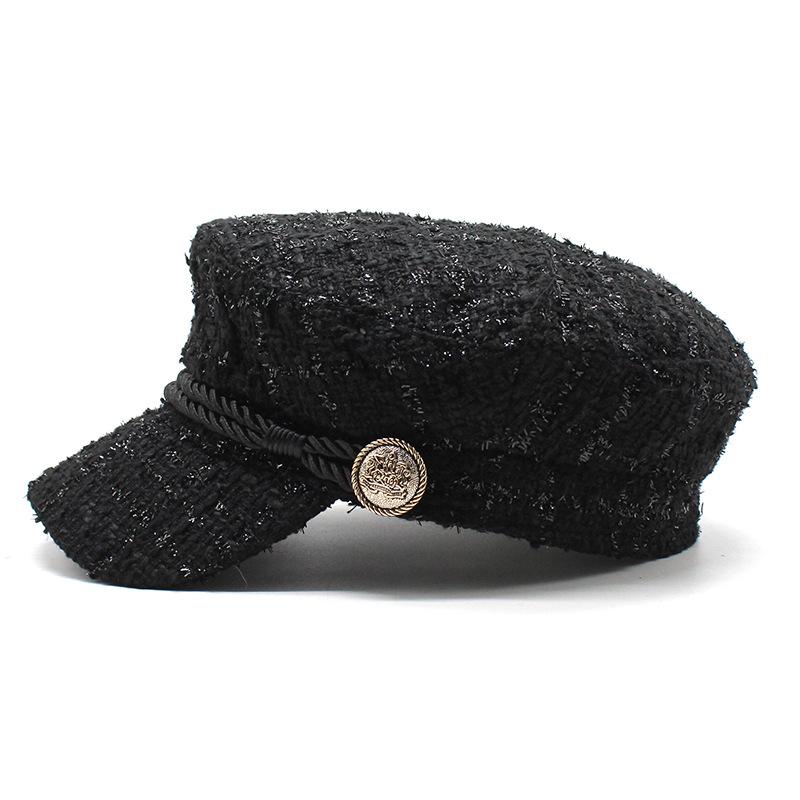 Hat Female Tide Small Fragrant Style Beret Versatile Octagonal Hat Spring Internet Celebrity British Retro Cap