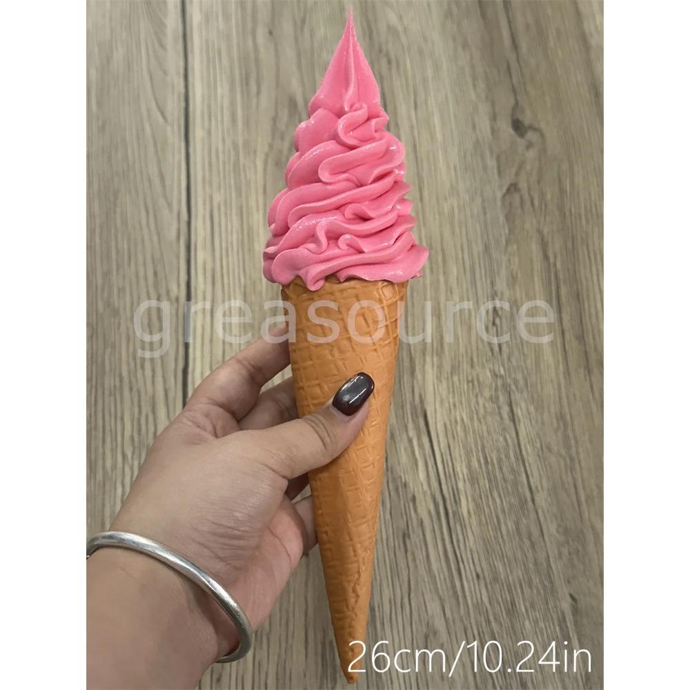 Plastikowy Model Symulujący Jedzenie Dekoracja Rekwizyt Podwójne Kolory DIY Lody Sztuczny Rożek Waflowy 17cm 6.7cala Pokaz Wideo ASMR