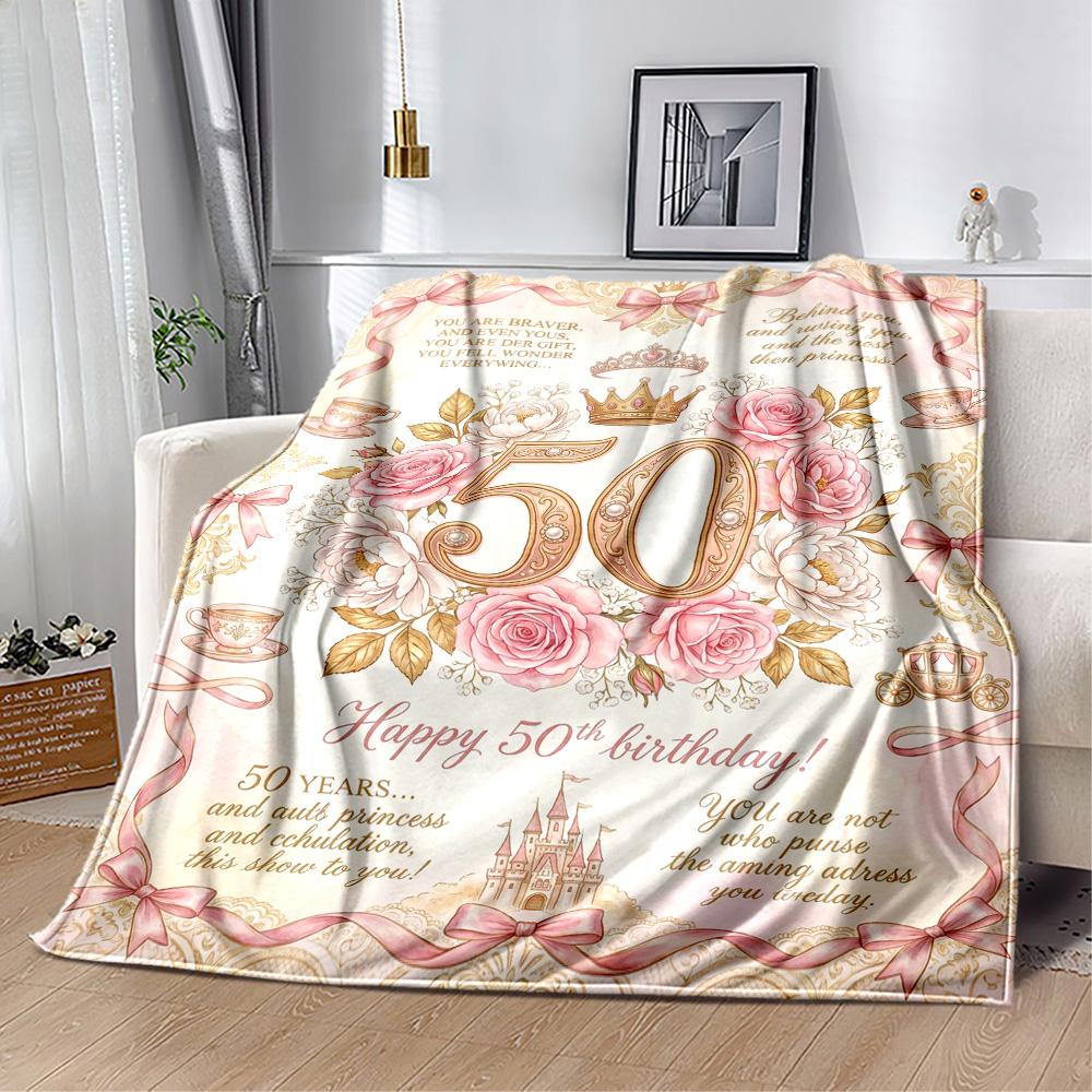 Vintage Milestone Birthday Blanket Soft Warm Cozy Perfect for Bedding Sofa Couch for All Seasons Modern Ideal Gift for Friends Family Couples Picnic