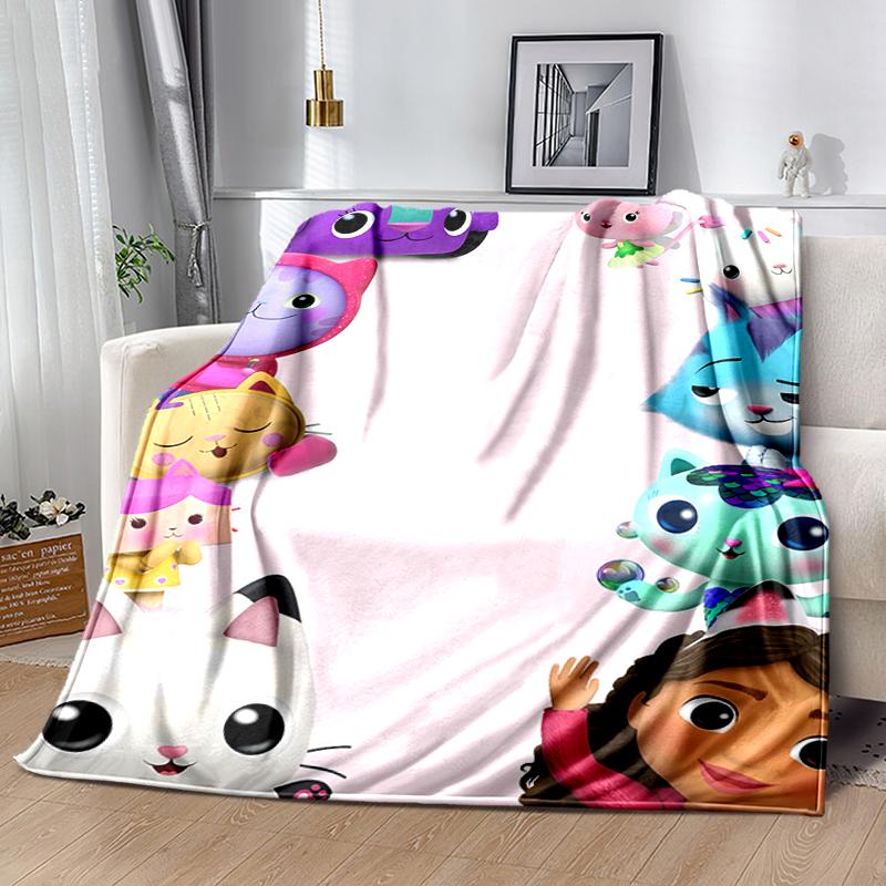 1pc Blanket Gabby's Dollhouse Print Design, Lightweight Blanket for Sofa, Bed- Soft &Warm, Gift for All Seasons like Christmas, Halloween