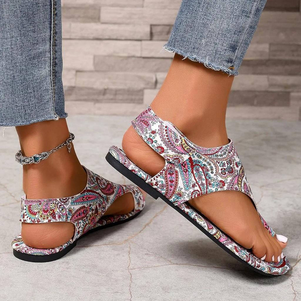 Women Flat Sandals Comfortable Flats Sandals Printed Bohemia Roman Style Shoes for Women Fashion Shoes Sandalias