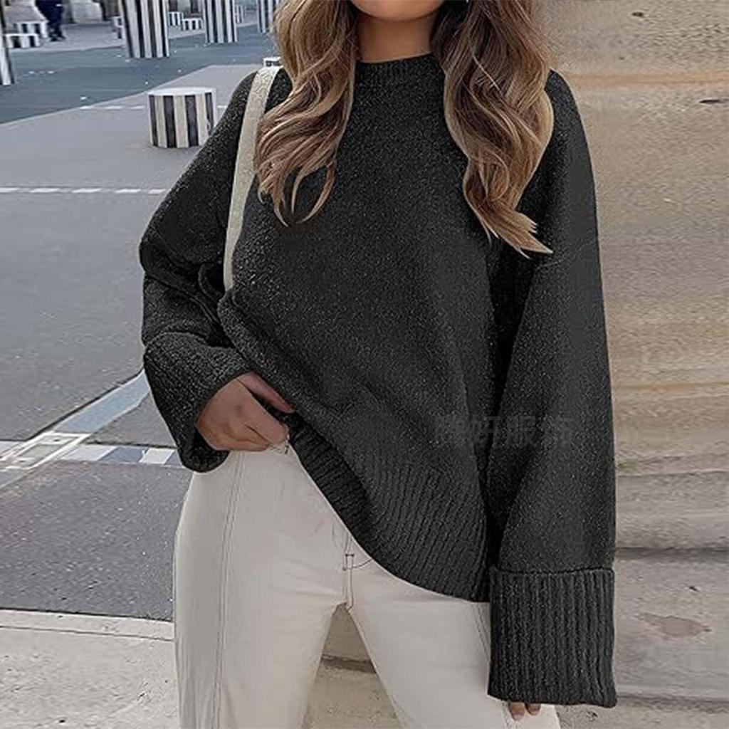 Women's 2026 Long Sleeve Solid Color Round Neck Loose Sweater