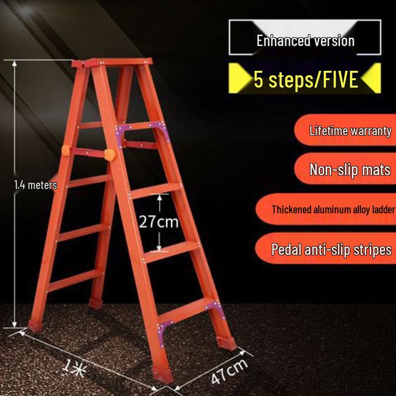 Double-Sided Aluminum Alloy Folding Step Ladder - Ladder Free Shipping, Widened & Thickened for Household or Attic Use