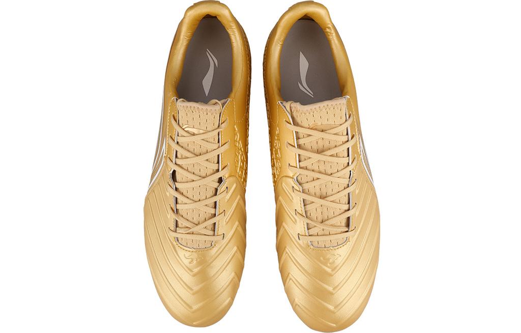Li Ning Brocade TF Turf Artificial Turf Synthetic Leather Cushioning Slip Resistant Soccer Shoes Men's Traditional Gold YSFT011-4