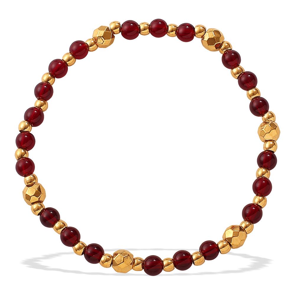 Red Garnet Luxury Gourd Pendant Bracelet for New Year Blessings and Wealth