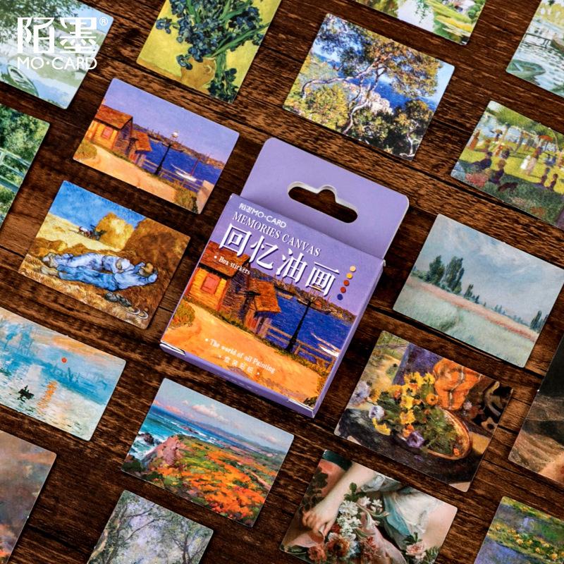 45 Sheets Literary Oil Painting Sealing Stickers, Vintage Exquisite Decor, Journal Envelope Gift Sealing Decals