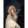 Casual versatile niche fur collar hooded jacket women's winter thickened warm loose simple down cotton-padded coat