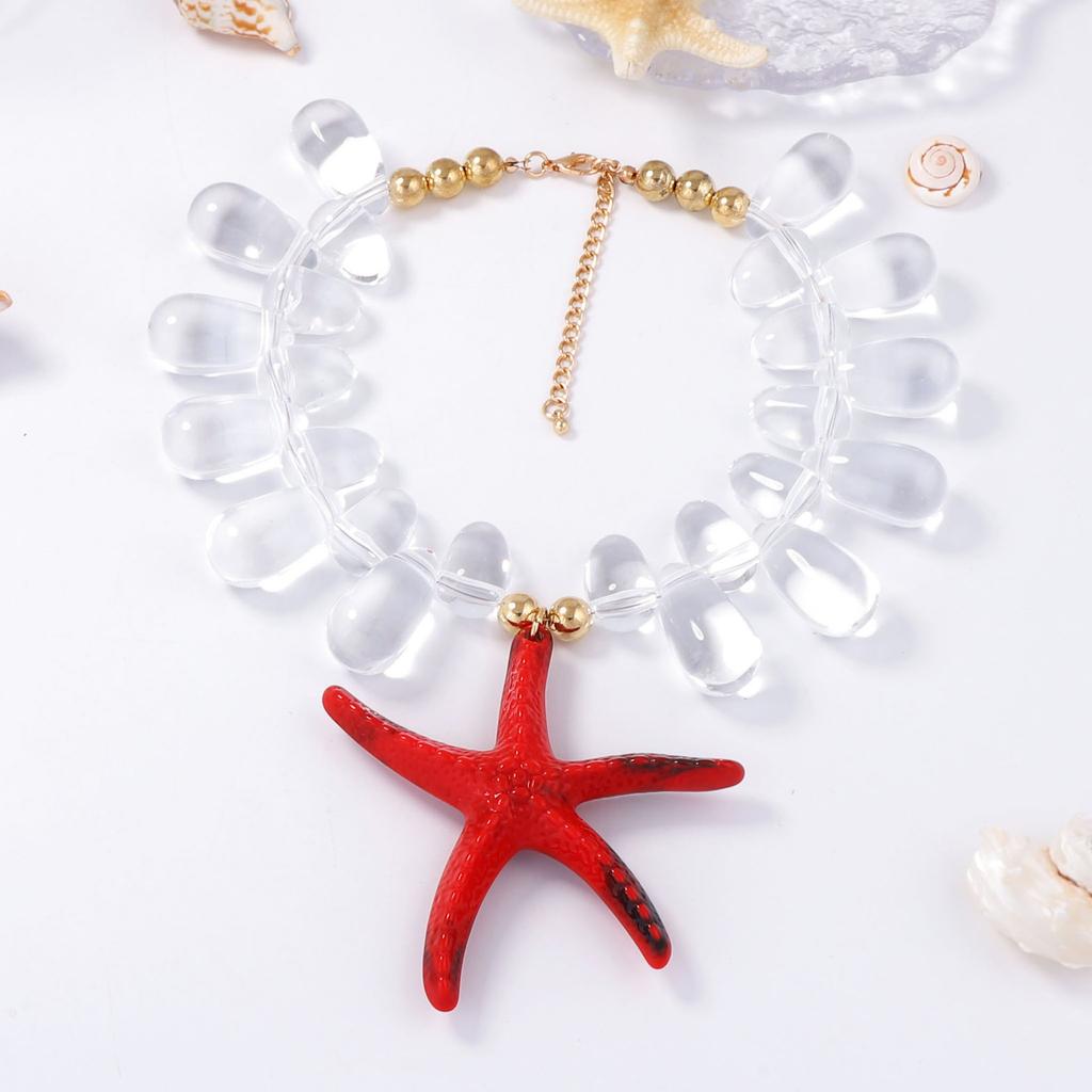 Ocean Leisure Vacation Style Colorful Exaggerated Starfish Pendant Necklace