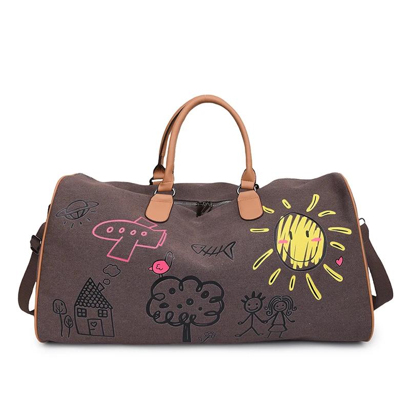 Canvas Zipper  Hot Selling Travel Bag Patchwork Large Capacity Casual Cute Shoulder Bag Soft Versatile Trendy Travel Duffels