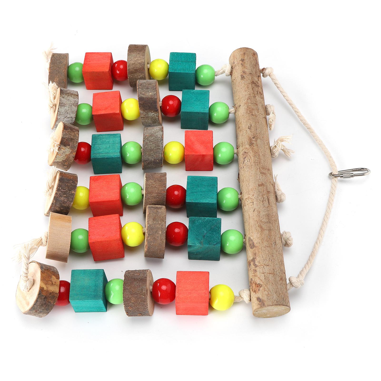 

Hanging Chewing Toy Multicolored Natural Wooden Bird Tearing Blocks for Large
