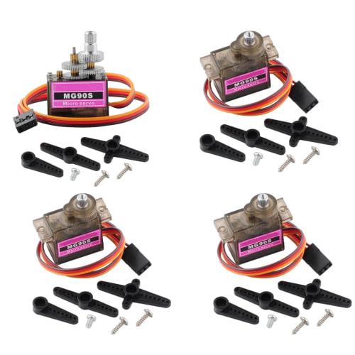RCmall 4pcs MG90S Servo, Full Metal Gear 9g Micro Servo Upgrade SG90 Servo 180 Degree for Smart Car Robot Arm RC Model (Mechanical Limitations Apply)
