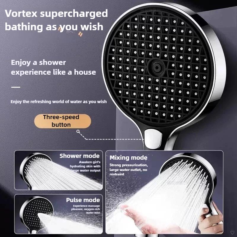Soffione Doccia ad Alta Pressione con Pannello Grande da 15CM con Filtro 3 Modalità Ugello Spray a Flusso Ampio Doccia a Pioggia Rubinetto Accessori Bagno