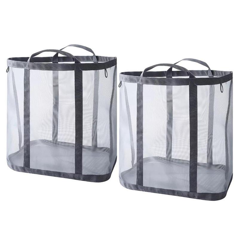 A03F-Mesh Laundry Basket Hamper With Reinforced Handles, Foldable Hanging Storage Bag For Bathroom, Dorm, Travel& Sports