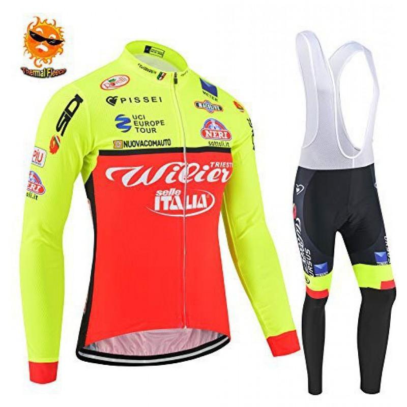 Fleece Cycling Jersey Set Long Sleeve Mens Breathable Quick-Dry Bike Riding Apparel Fall