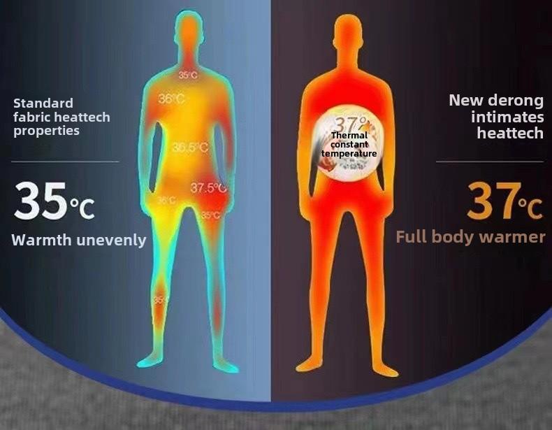 Men's Graphene Self-Heating Velvet Suit with High Waist Trousers for Autumn/Winter