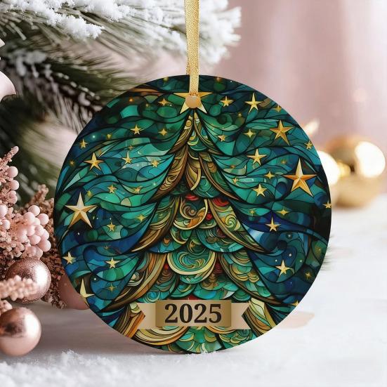 Dream Christmas Tree Ornament Sparkling Acrylic Hanging Decoration with Golden String Festive Keepsake Gift for Family Friends