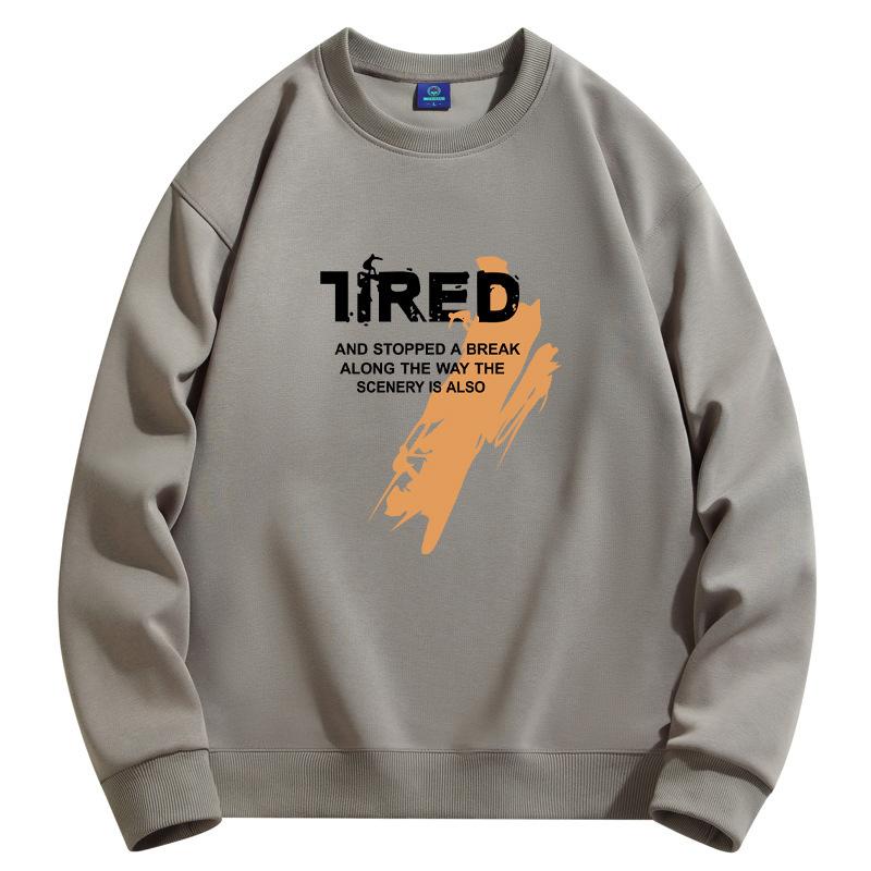 Tired Pattern Men's Round Neck Sweatshirt Man Casual  Long Sleeve Pullovers Large Size