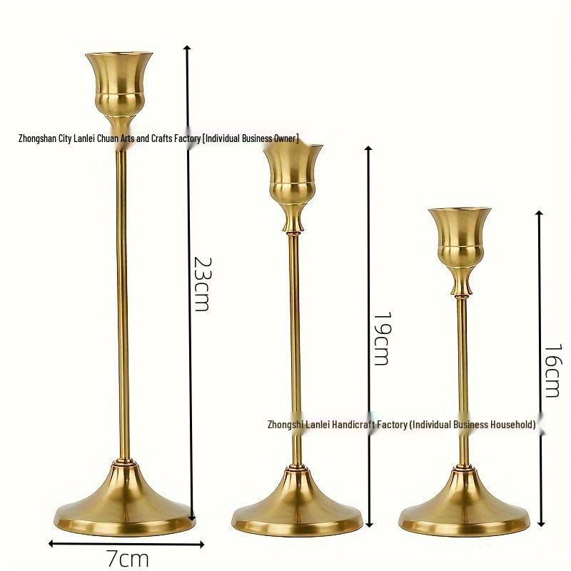 Set of 6 Elegant Bronze European Candle Holders for Romantic Tabletop Wedding and Dinner Decor