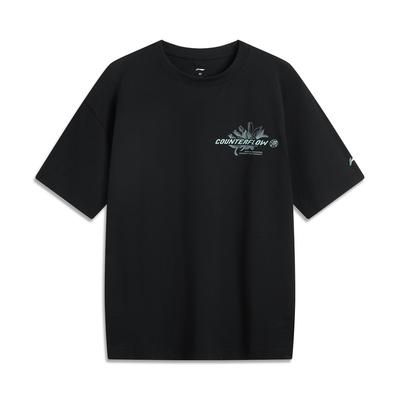 Li Ning Outdoor Series CF Quick-Dry Loose Casual Simple Short Sleeve T-Shirt Men Tops Black ATSV203-2