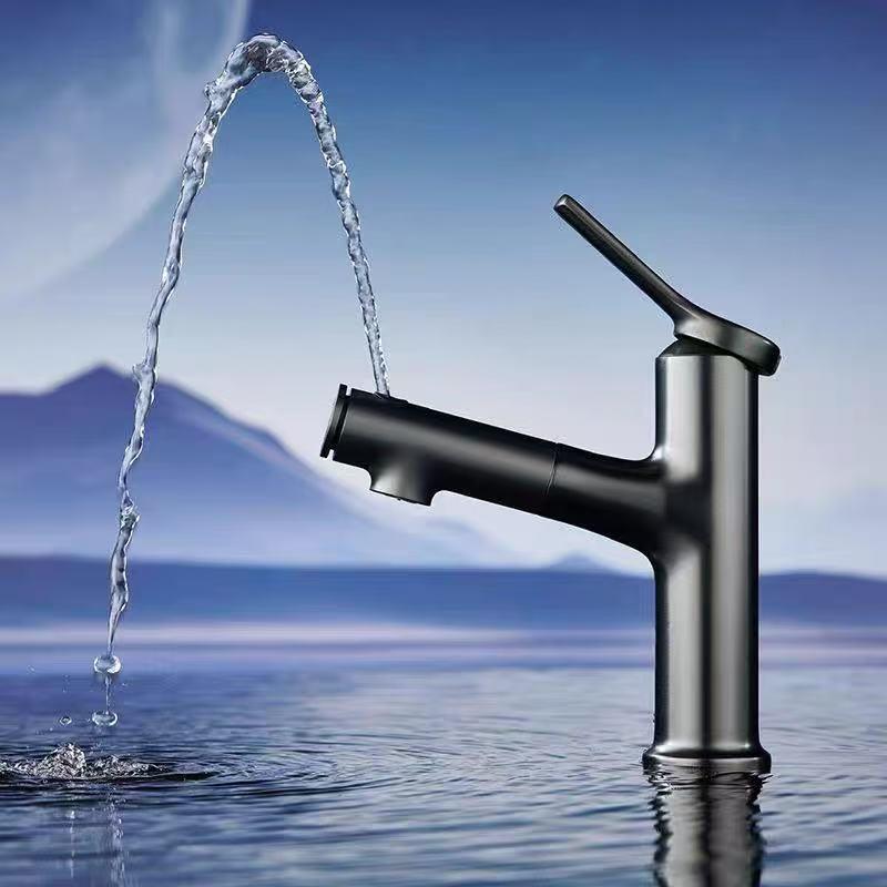 Pull-out Bathroom Faucet for Hot/Cold Water, Splash-proof Sink Extension