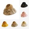 Hat Style Versatile Sweet Solid Color Bow Wide Brimmed Womens Hatscaps Sunshade